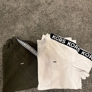 Michael Kors Olive Green & White Logo Tee Pair